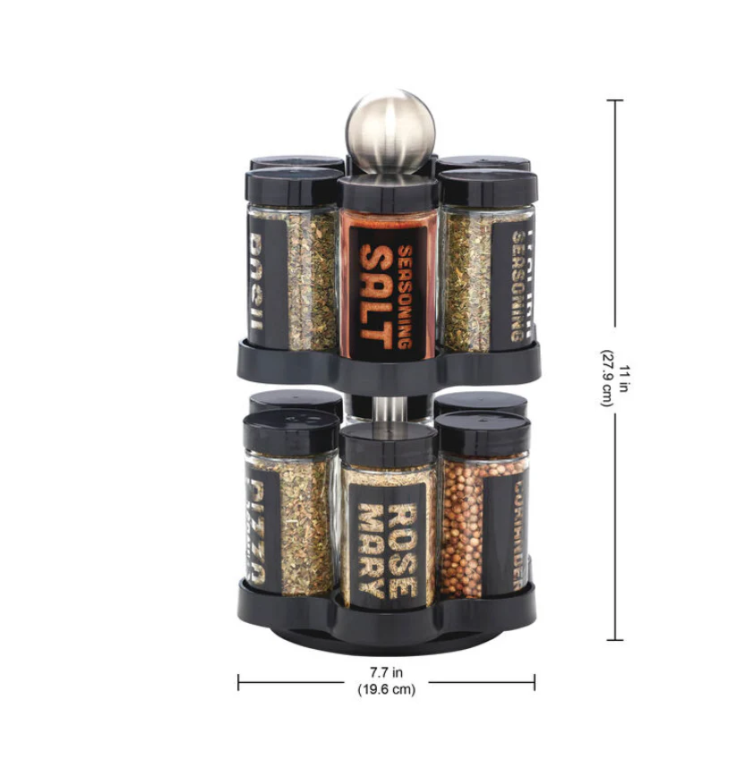 Kamenstein 12-Jar Madison Revolving Spice Rack with Stainless Steel Details - Image 6