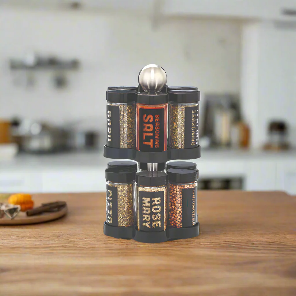 Kamenstein 12-Jar Madison Revolving Spice Rack with Stainless Steel Details - Image 7
